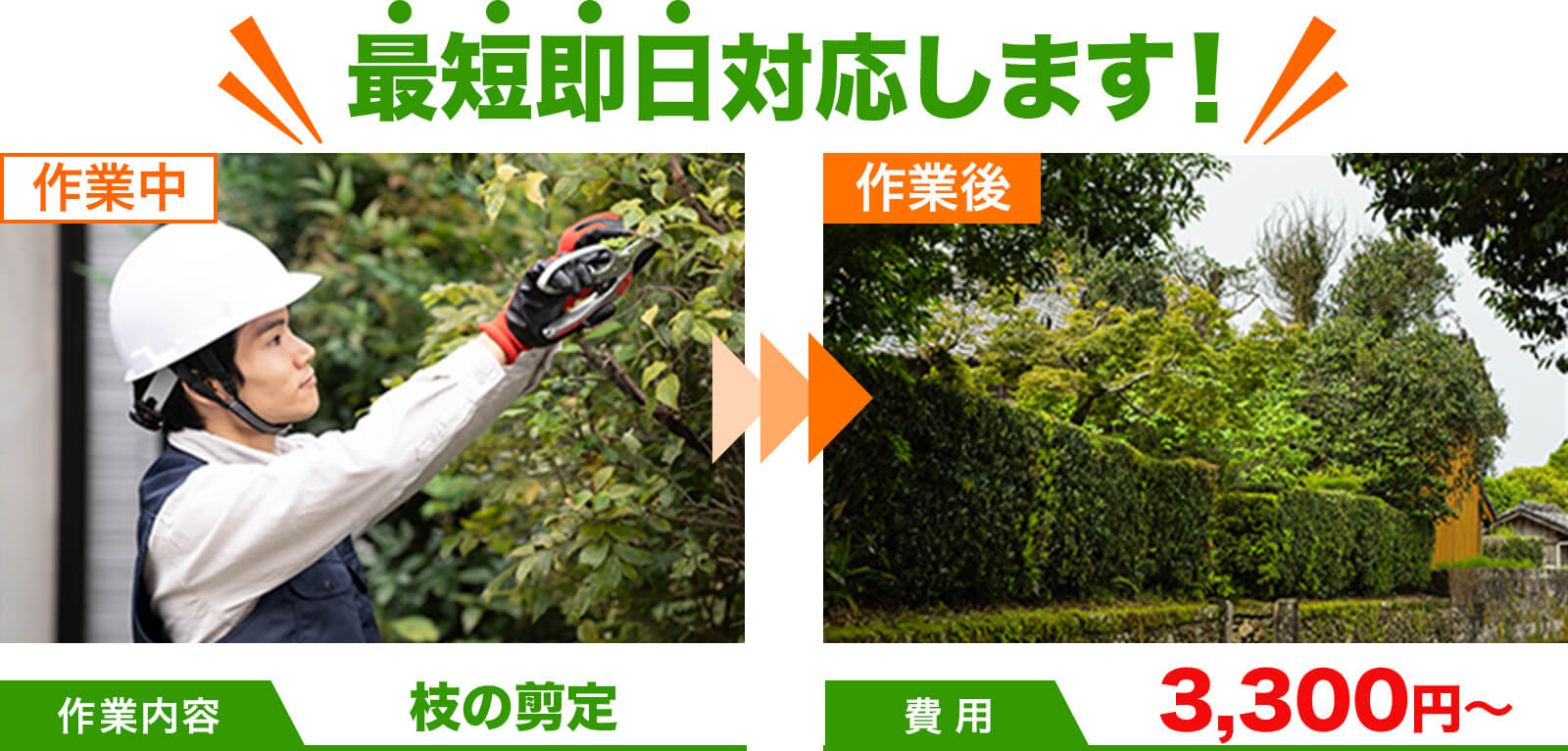 最短即日対応します！